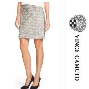 Vince Camuta Double Zip Side Shimmer Holiday Tweed Skirt Size 10